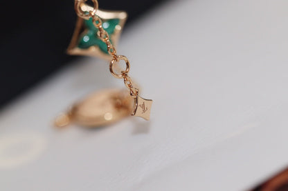 [ORA]STAR AND SUN 4 MOTIF PINK GOLD MALACHITE BRACELET