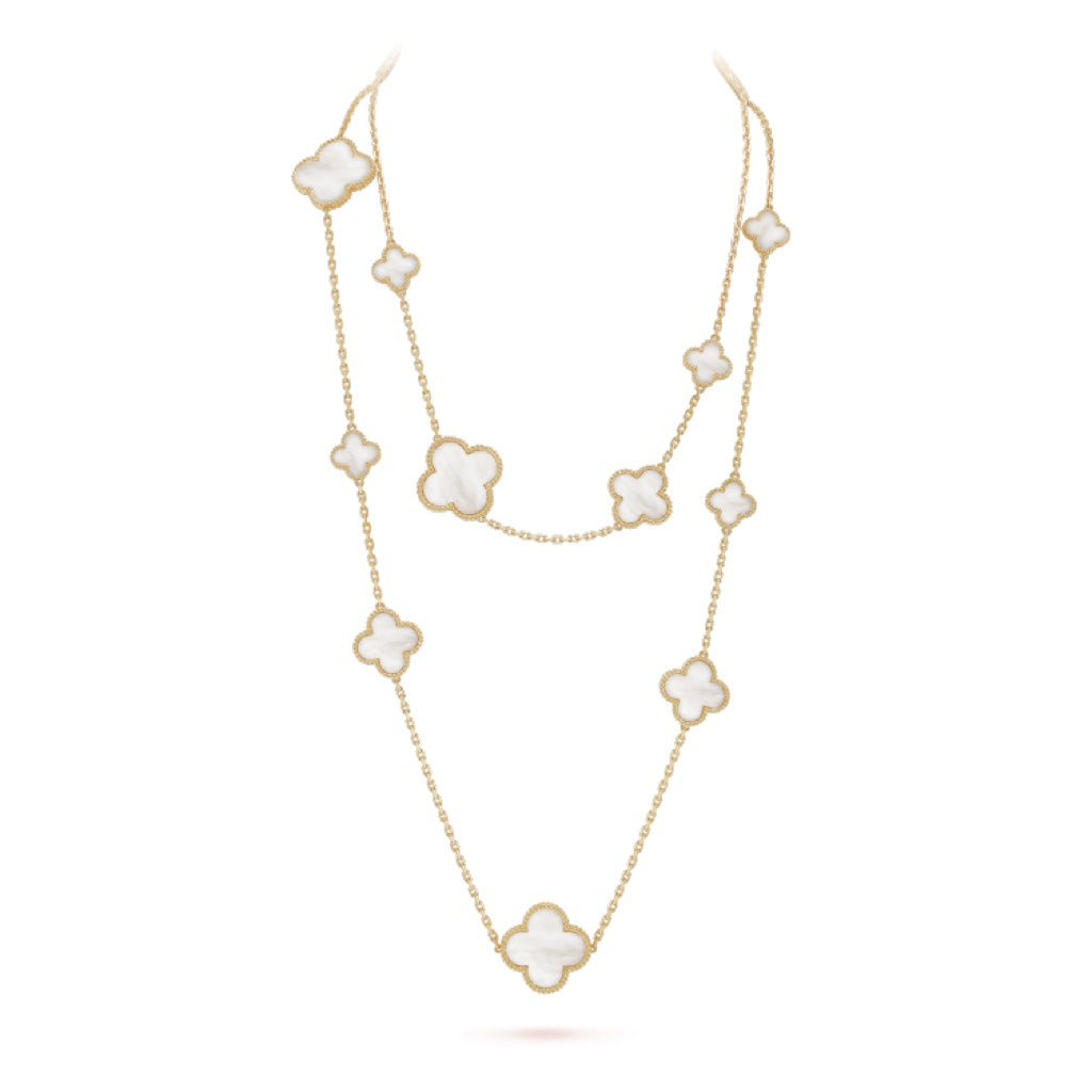 [ORA]CLOVER 16 MOTIV WEISSES MOP GOLD NECKLACE