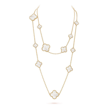[ORA]CLOVER 16 MOTIV WEISSES PERLMUTT GOLDKETTE