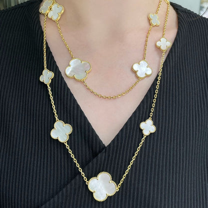 [ORA]CLOVER 16 MOTIV WEISSES MOP GOLD NECKLACE