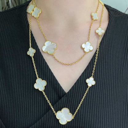 [ORA]CLOVER 16 MOTIV WEISSES MOP GOLD NECKLACE