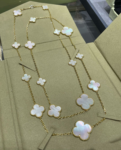 [ORA]CLOVER 16 MOTIV WEISSES MOP GOLD NECKLACE