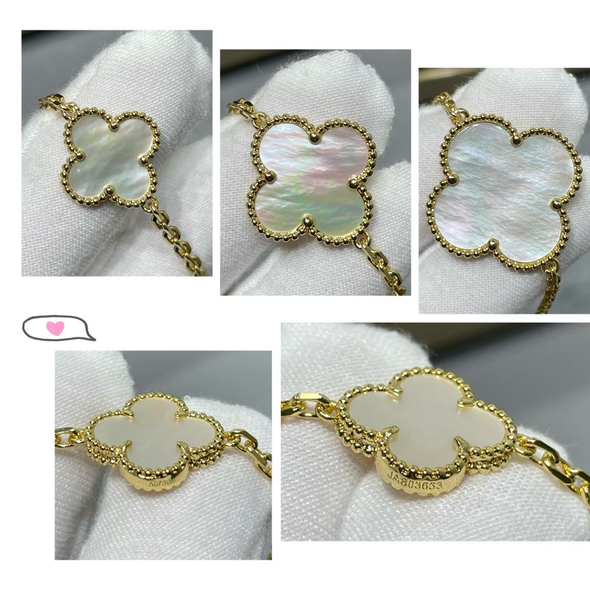 [ORA]CLOVER 16 MOTIV WEISSES MOP GOLD NECKLACE