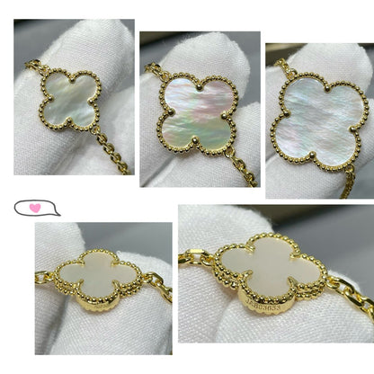 [ORA]CLOVER 16 MOTIV WEISSES MOP GOLD NECKLACE