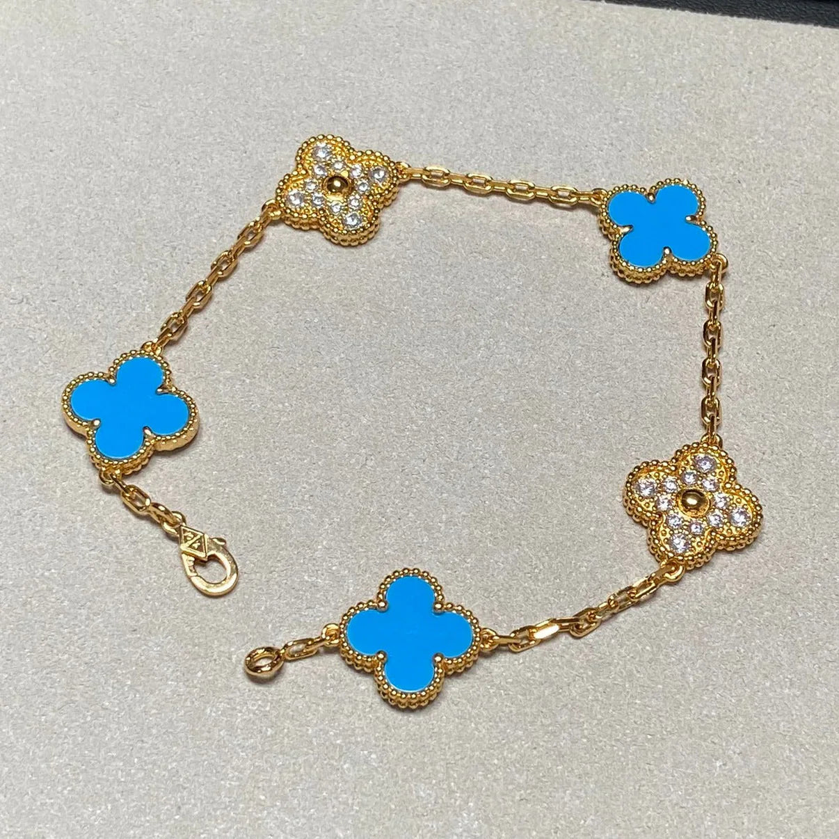 [ORA] CLOVER 5 MOTIF BLUE AGATE BRACELET COLLECTION