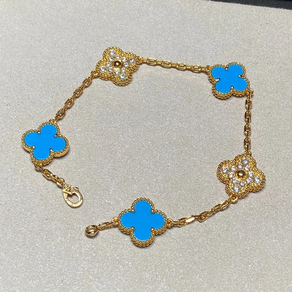 [ORA] CLOVER 5 MOTIF BLUE AGATE BRACELET COLLECTION