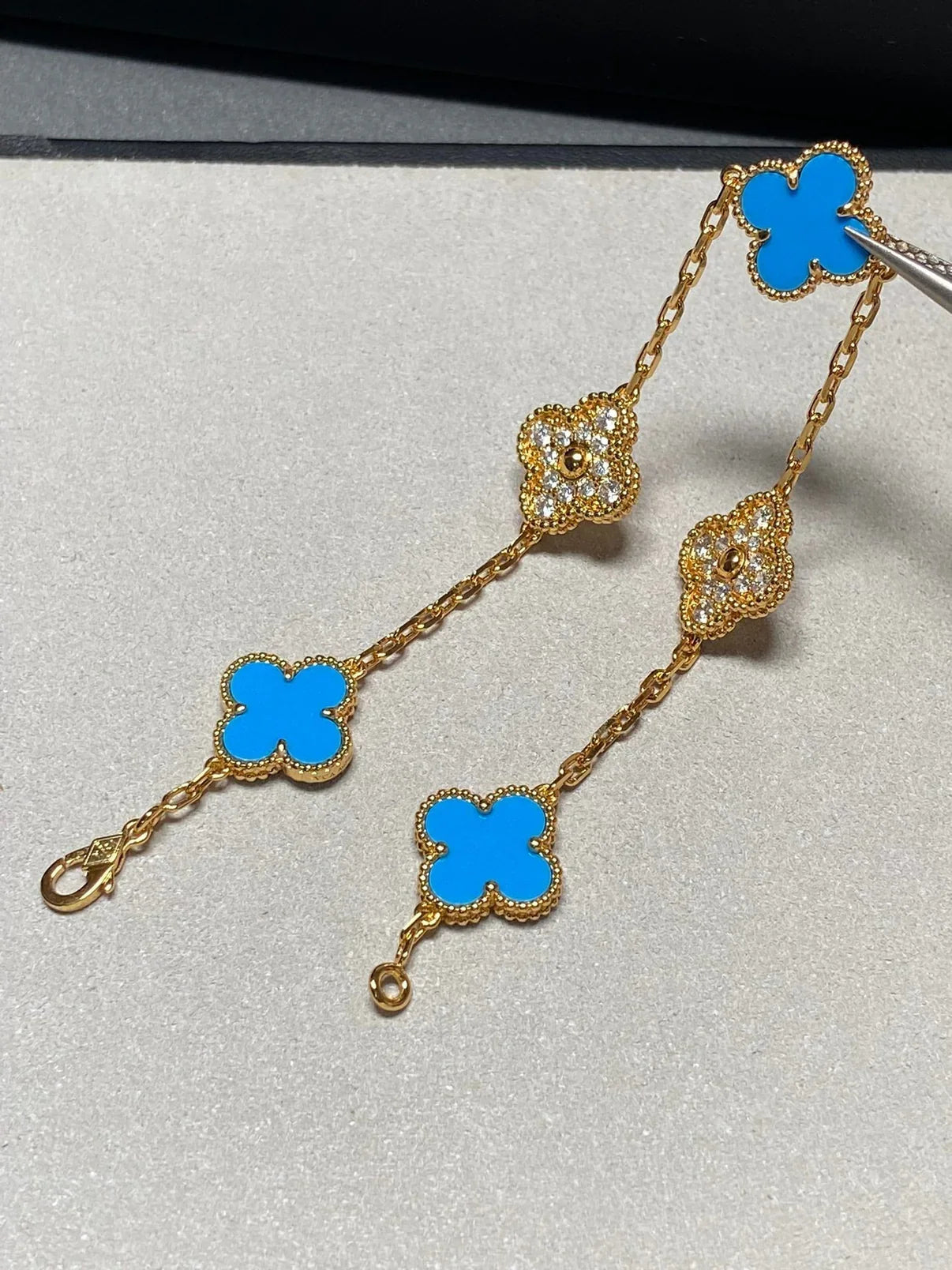 [ORA] CLOVER 5 MOTIF BLUE AGATE BRACELET COLLECTION
