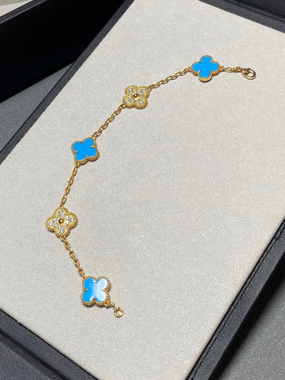 [ORA] CLOVER 5 MOTIF BLUE AGATE BRACELET COLLECTION