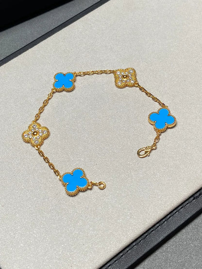 [ORA] CLOVER 5 MOTIF BLUE AGATE BRACELET COLLECTION