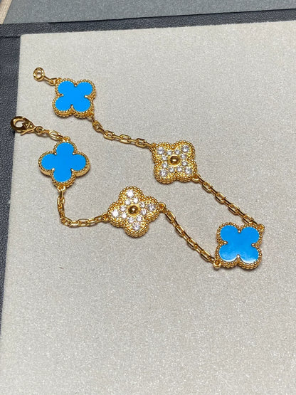 [ORA] CLOVER 5 MOTIF BLUE AGATE BRACELET COLLECTION