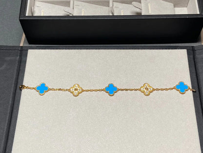 [ORA] CLOVER 5 MOTIF BLUE AGATE BRACELET COLLECTION