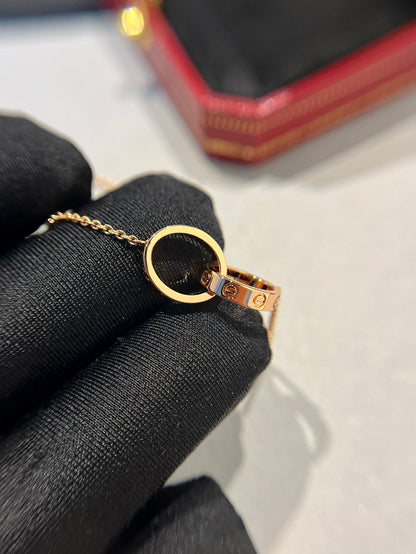 [ORA]LOVE NECKLACE DOUBLE RING PINK GOLD