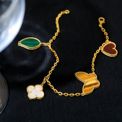 [ORA]LUCKY SPRING 5 MOTIF GOLD BRACELET