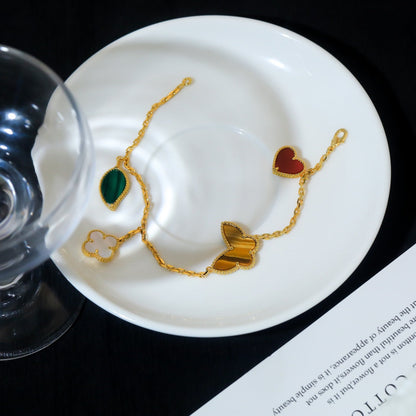 [ORA]LUCKY SPRING 5 MOTIF GOLD BRACELET