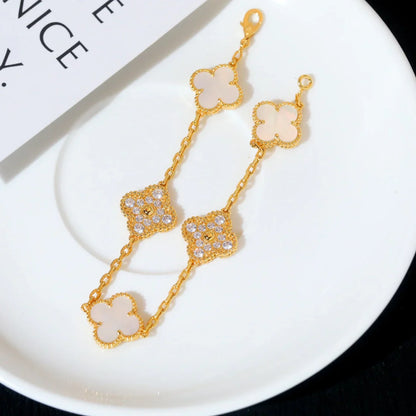 [ORA]CLOVER WHITE PEARL MOP 5 MOTIF BRACELET COLLECTION