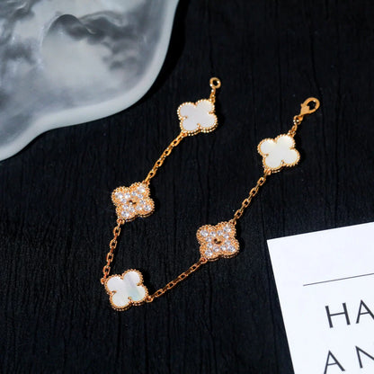 [ORA]CLOVER WHITE PEARL MOP 5 MOTIF BRACELET COLLECTION