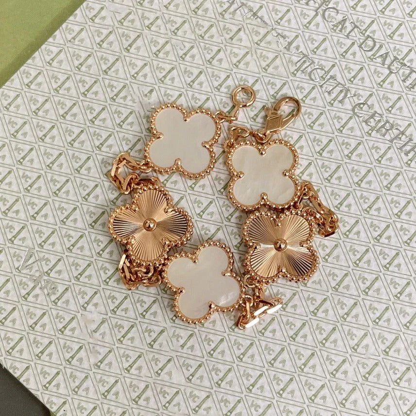 [ORA]CLOVER WHITE PEARL MOP 5 MOTIF BRACELET COLLECTION