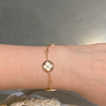 [ORA]STAR AND SUN 4 MOTIF WHITE MOP PINK GOLD BRACELET
