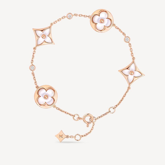 [ORA]STAR AND SUN 4 MOTIF WHITE MOP PINK GOLD BRACELET