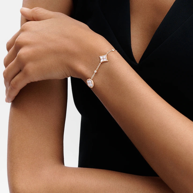[ORA]STAR AND SUN 4 MOTIF WHITE MOP PINK GOLD BRACELET