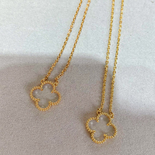 [ORA]CLOVER ROCK CRYSTAL ROSE GOLD NECKLACE