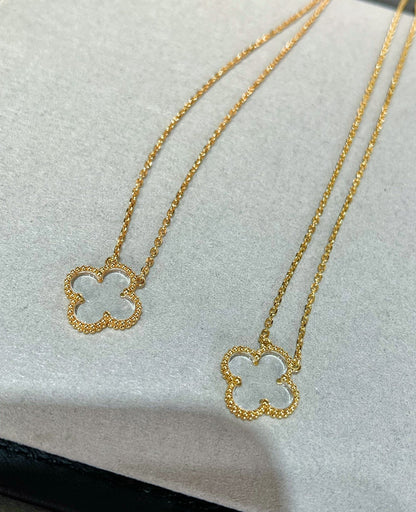 [ORA]CLOVER ROCK CRYSTAL ROSE GOLD NECKLACE