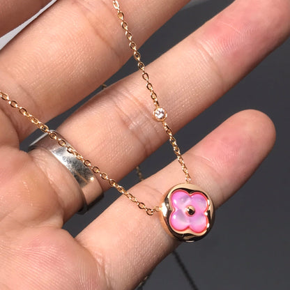 [ORA]COLOR BLOSSOM PINK MOP SUN GOLD NECKLACE
