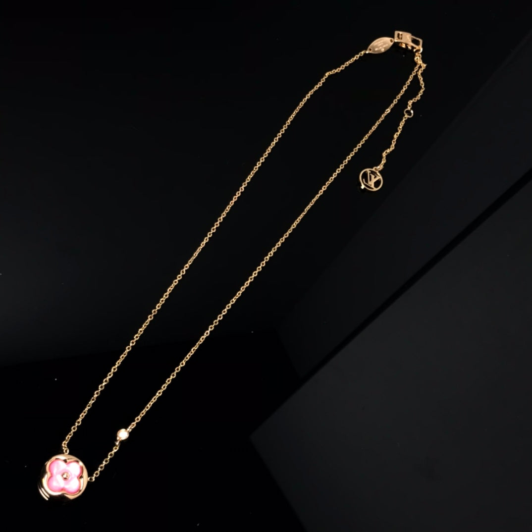 [ORA]COLOR BLOSSOM PINK MOP SUN GOLD NECKLACE
