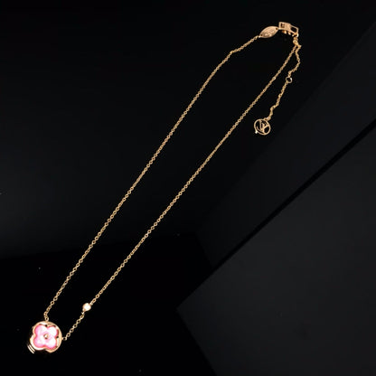 [ORA]COLOR BLOSSOM PINK MOP SUN GOLD NECKLACE