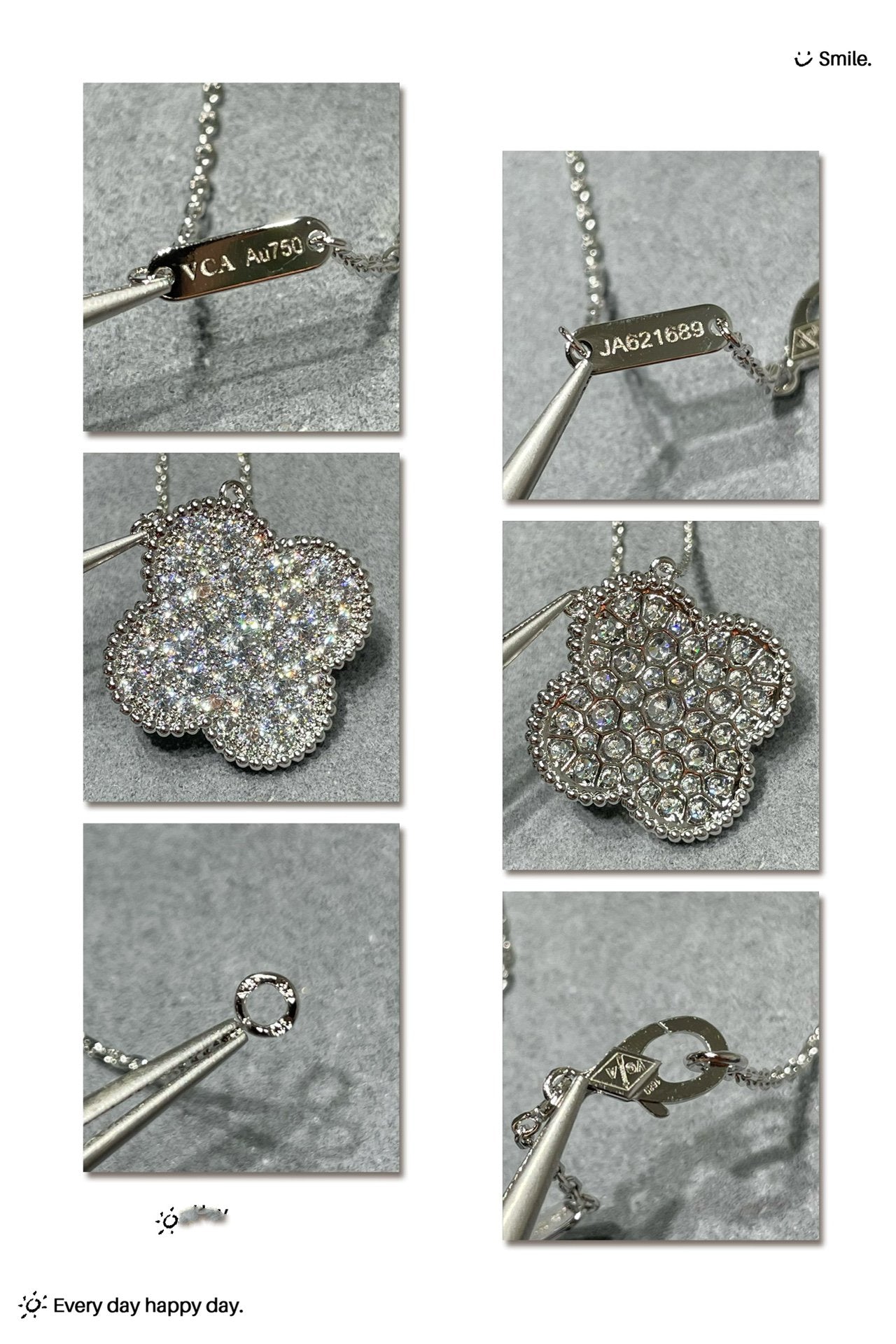 [ORA]KLEE 25MM GROSSER ANHÄNGER DIAMANT PAVÉ SILBERHALSKETTE