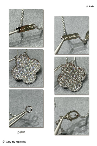 [ORA]KLEE 25MM GROSSER ANHÄNGER DIAMANT PAVÉ SILBERHALSKETTE