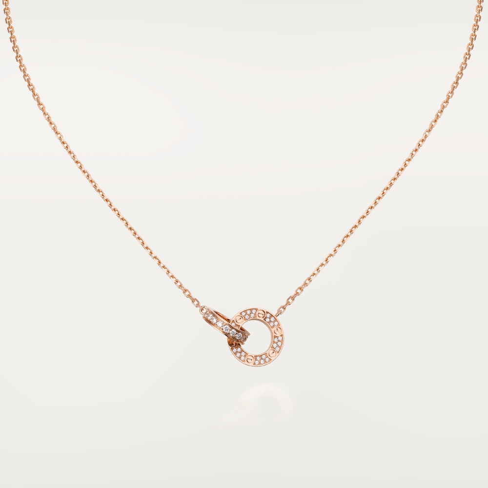 [ORA]LOVE 7.6MM NECKLACE ROSE GOLD AND SILVER  FULL DIAMOND