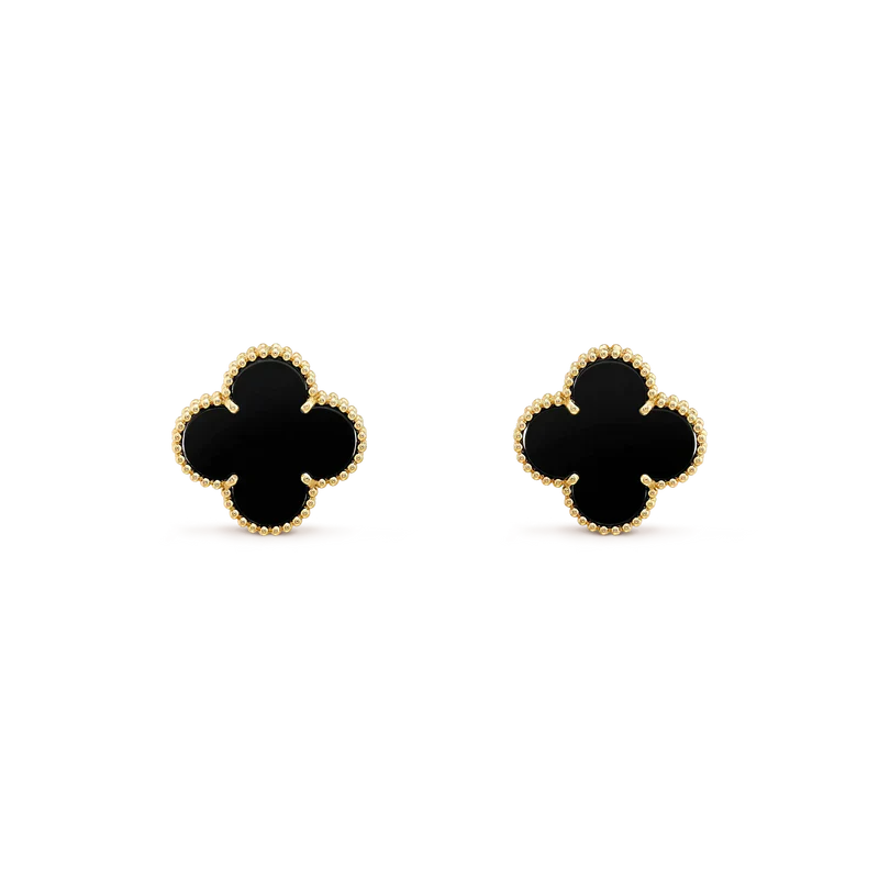 [ORA]CLOVER MEDIUM 1 MOTIFS  ONYX STUD EARRINGS