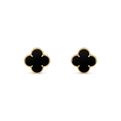 [ORA]CLOVER MEDIUM 1 MOTIFS  ONYX STUD EARRINGS
