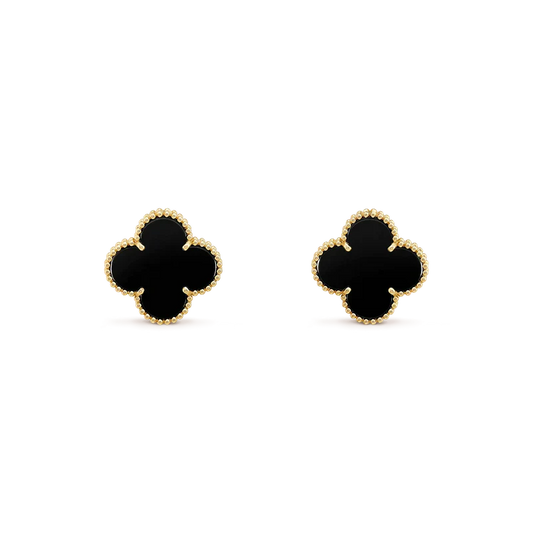 [ORA]CLOVER MEDIUM 1 MOTIFS  ONYX STUD EARRINGS