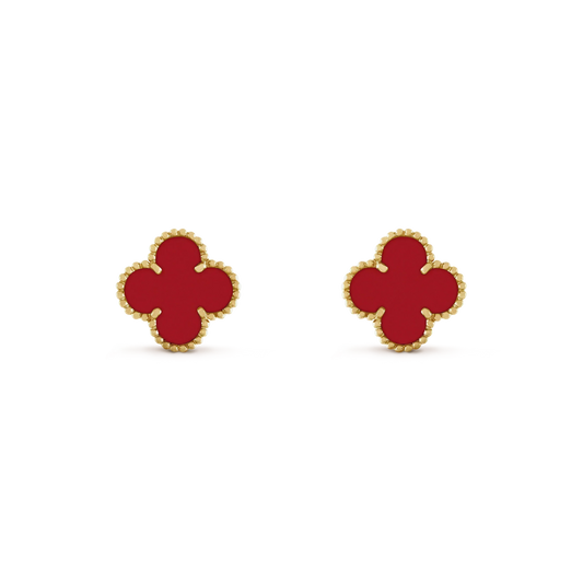 [ORA]CLOVER MINI 9.5MM CARNELIAN EARRINGS