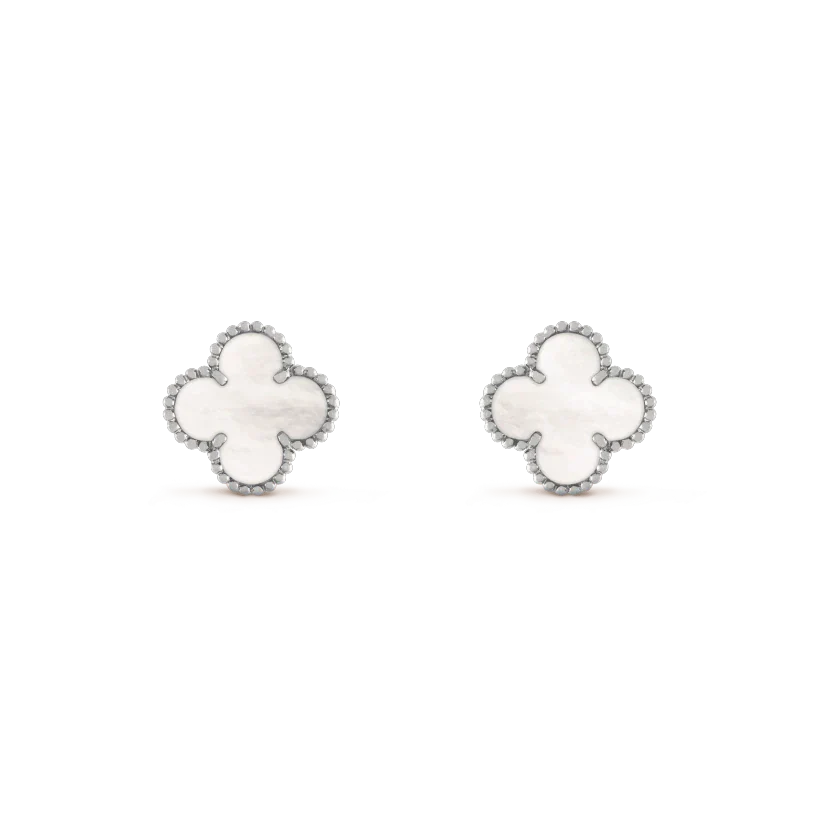 [ORA]CLOVER MEDIUM 1 MOTIFS  WHITE MOP EARRINGS SILVER