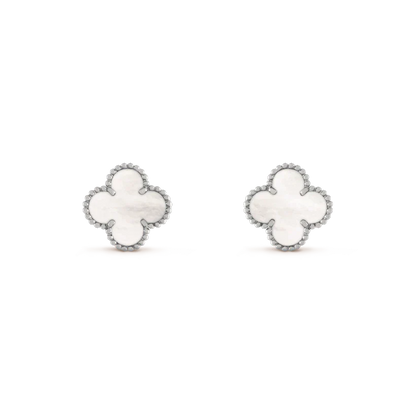 [ORA]CLOVER MEDIUM 1 MOTIFS  WHITE MOP EARRINGS SILVER
