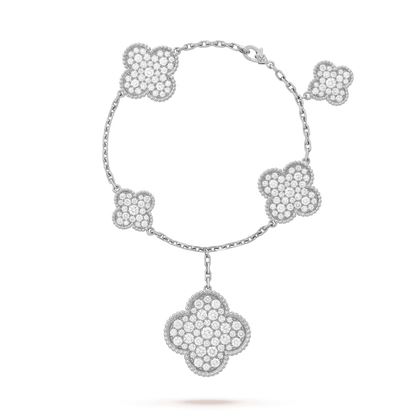 [ORA]CLOVER 6 MOTIFS SILVER DIAMOND BRACELET