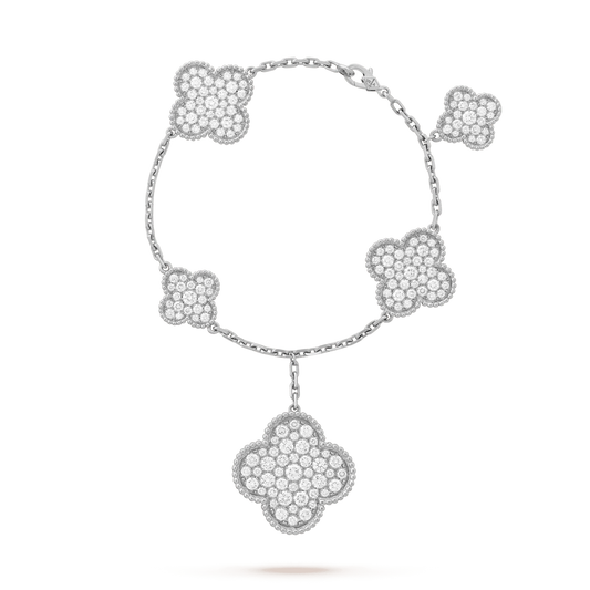 [ORA]CLOVER 6 MOTIFS SILVER DIAMOND BRACELET