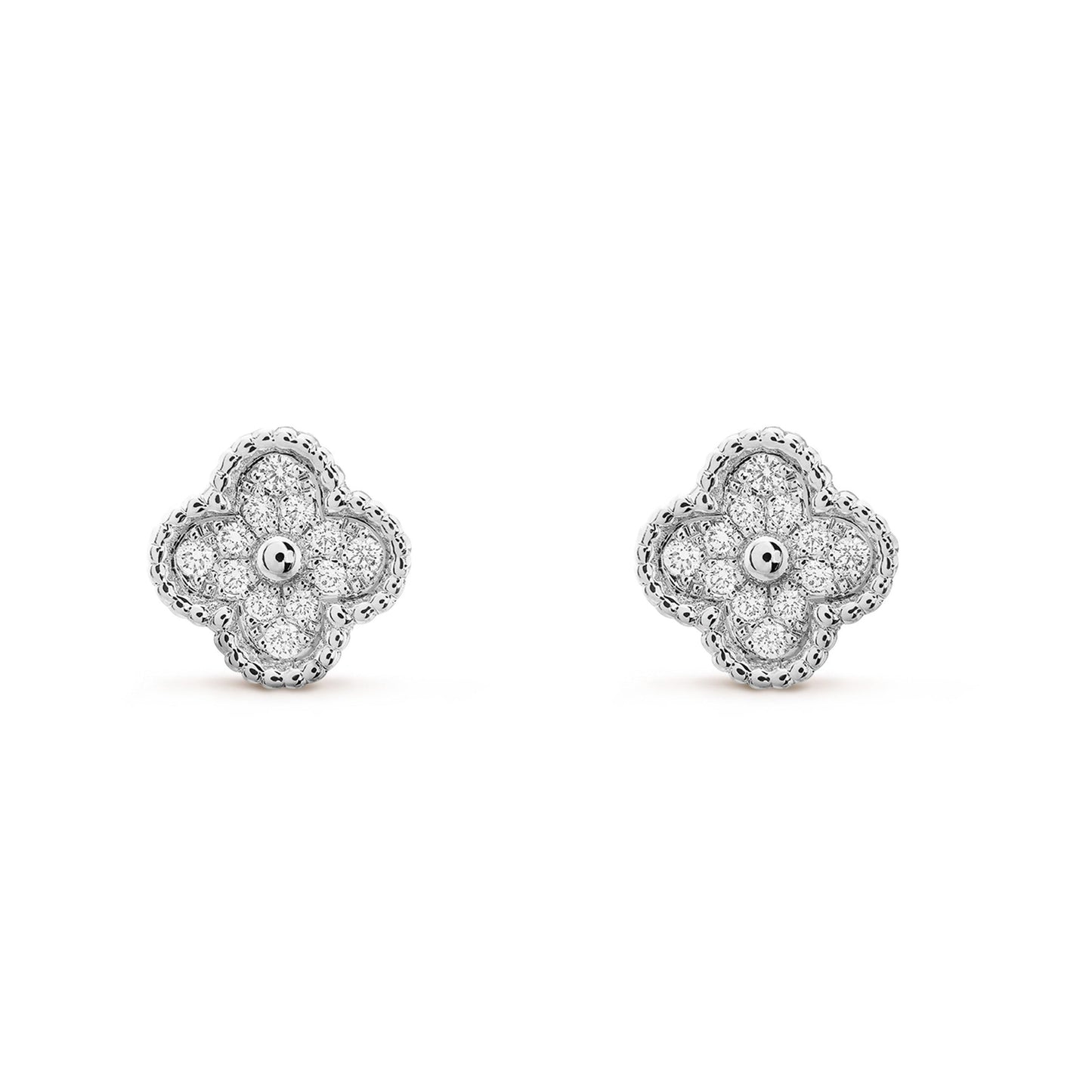 [ORA]CLOVER MINI DIAMOND STUD EARRINGS
