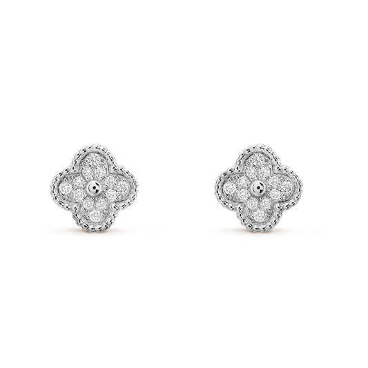 [ORA]CLOVER MINI DIAMOND STUD EARRINGS