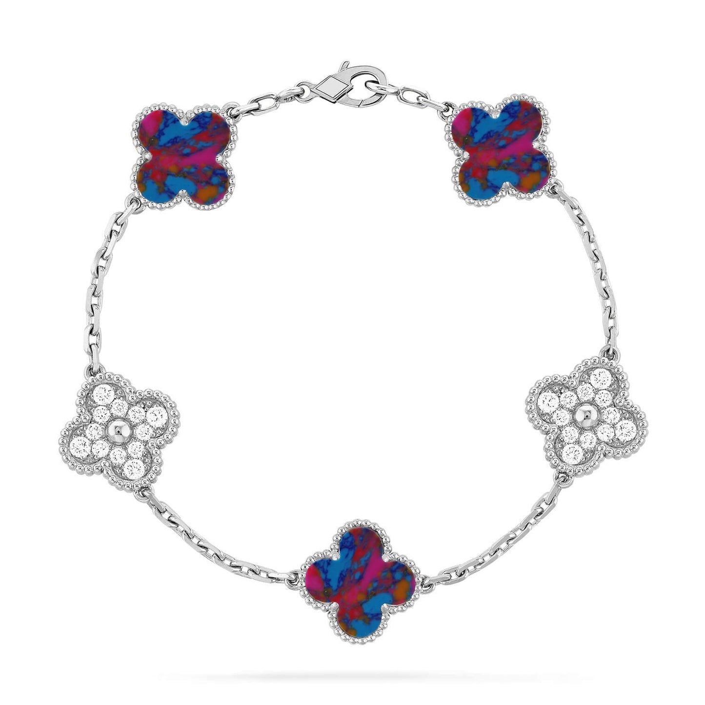 [ORA]CLOVER 5 MOTIF COLOR GEMSTONES BRACELET COLLECTION