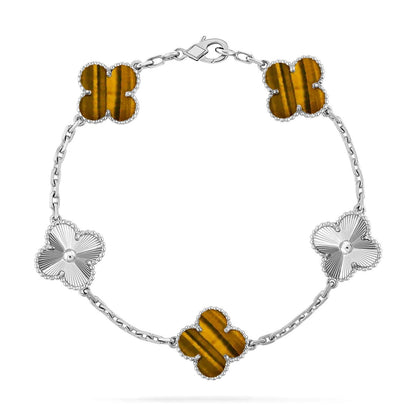 [ORA] CLOVER 5 MOTIFS TIGER EYE BRACELET COLLECTION