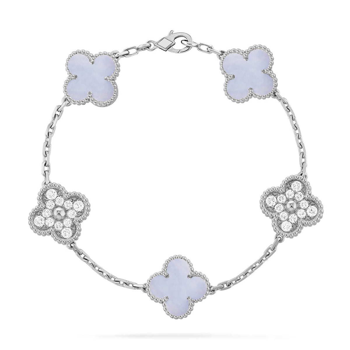 [ORA] CLOVER 5 MOTIF PURPLE CHALCEDONY BRACELET COLLECTION