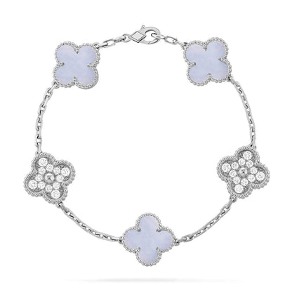 [ORA] CLOVER 5 MOTIF PURPLE CHALCEDONY BRACELET COLLECTION