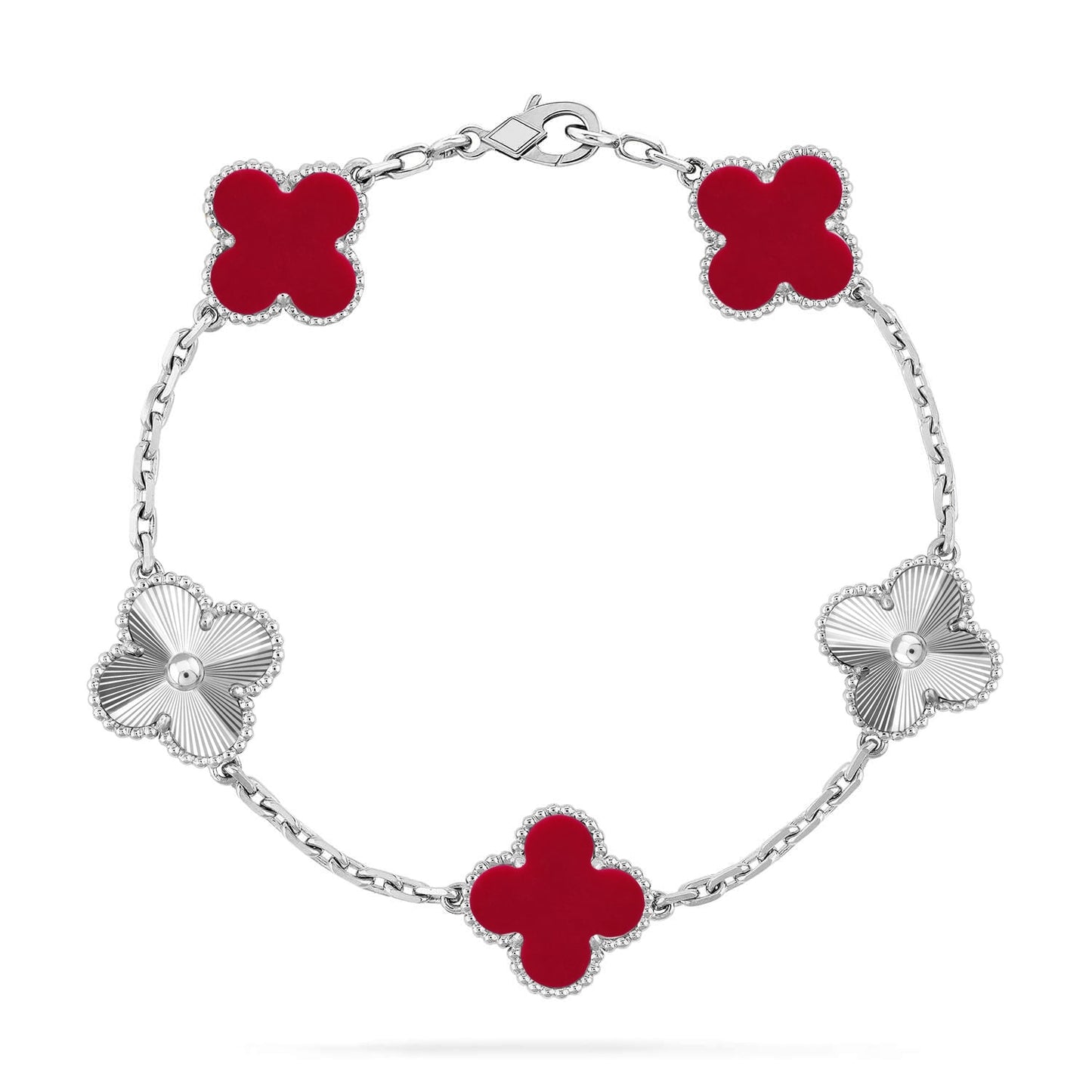 [ORA] CLOVER 5 MOTIF RED CORNELIAN BRACELET COLLECTION