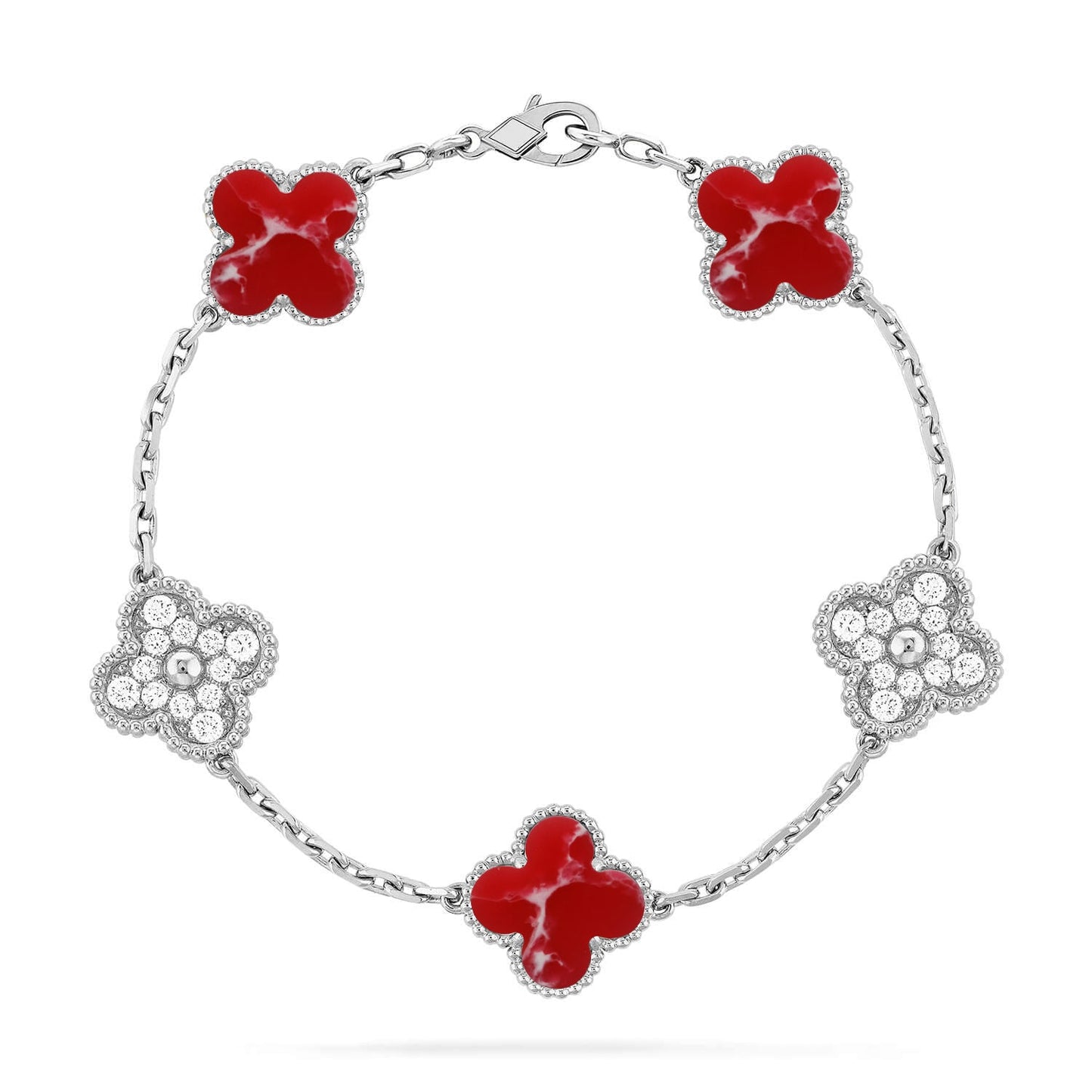 [ORA]CLOVER 5 MOTIF RED PATTERN BRACELET COLLECTION