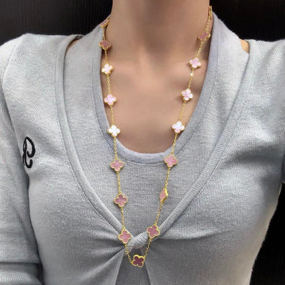 [ORA]CLOVER 20 MOTIFS PINK MOP NECKLACE