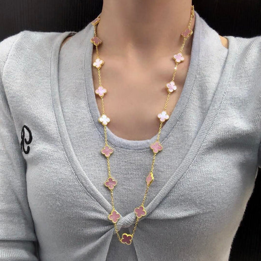 [ORA]CLOVER 20 MOTIFS PINK MOP NECKLACE